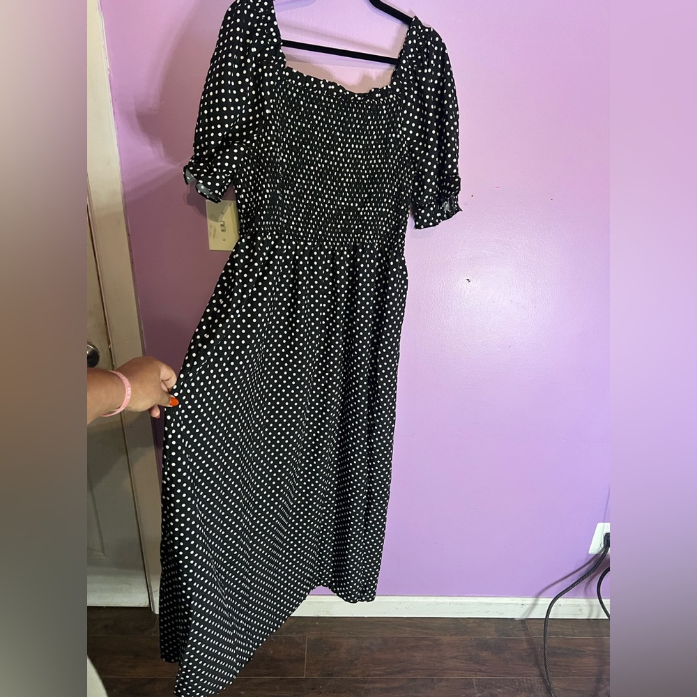 SHEIN Black and White Polka Dot short Sleeve Dress